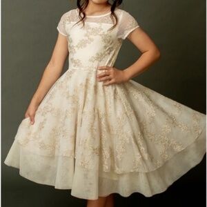 NWT Annalise Petticoat Dress in Cream Metallic Sz 8